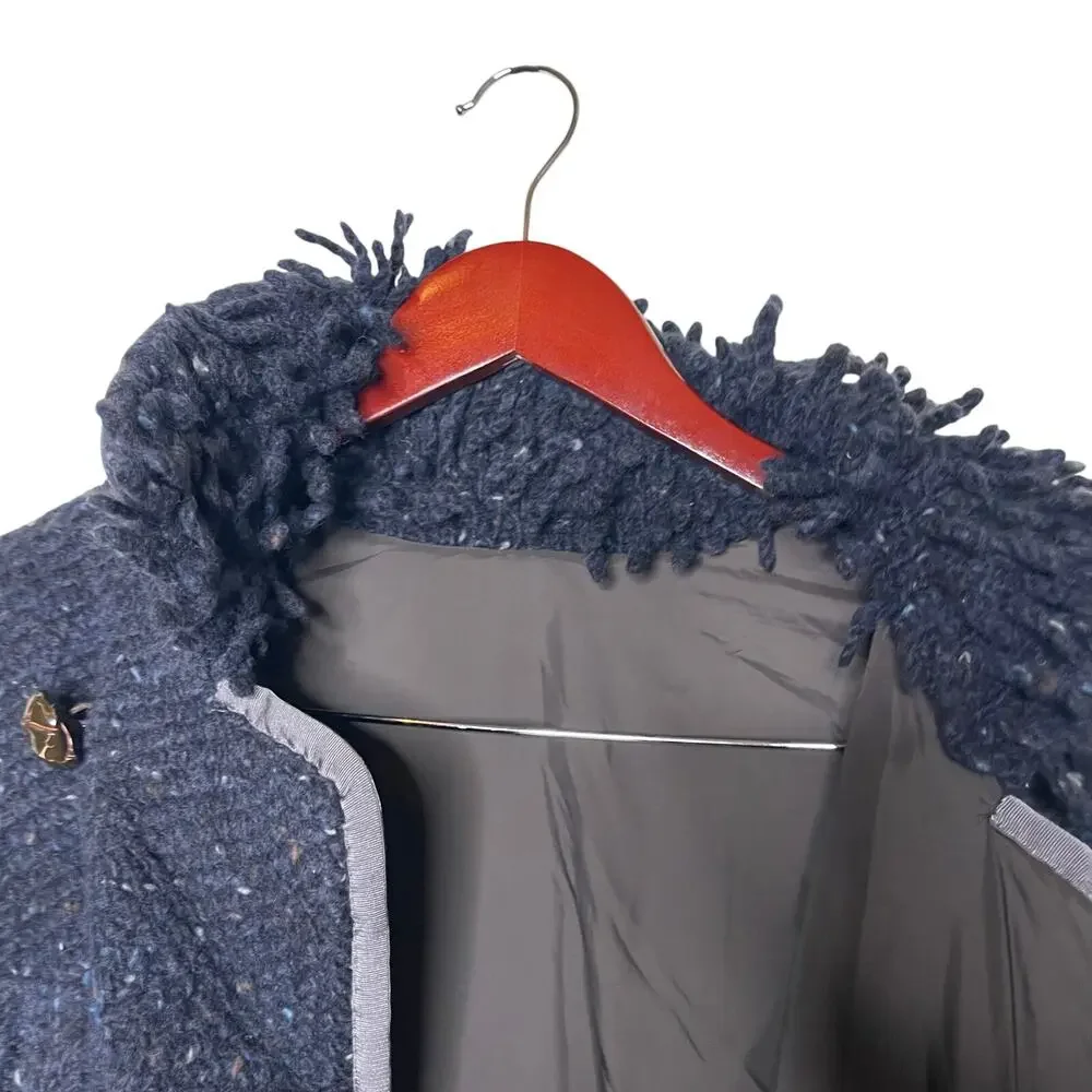 Sacai men navy knitted wool over puffer jacket sz 3 US L